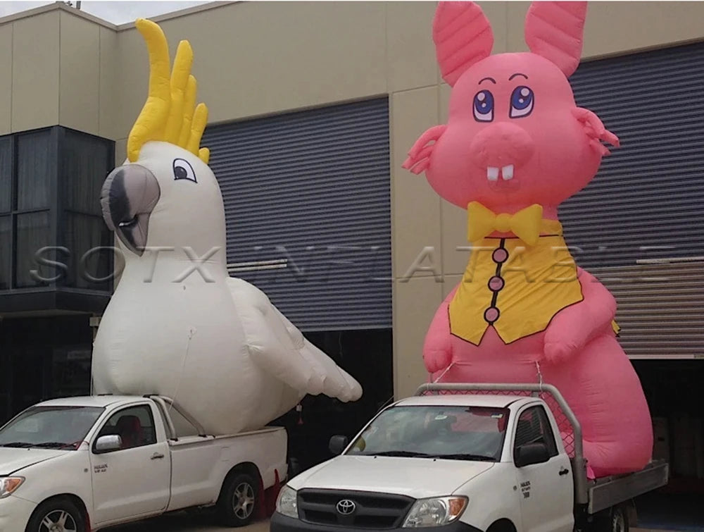 LED For Event Commercial Outdoor Inflatable Easter Bunny Cartoon white/pink inflatable rabbit Advertising Rabbit Balloon with