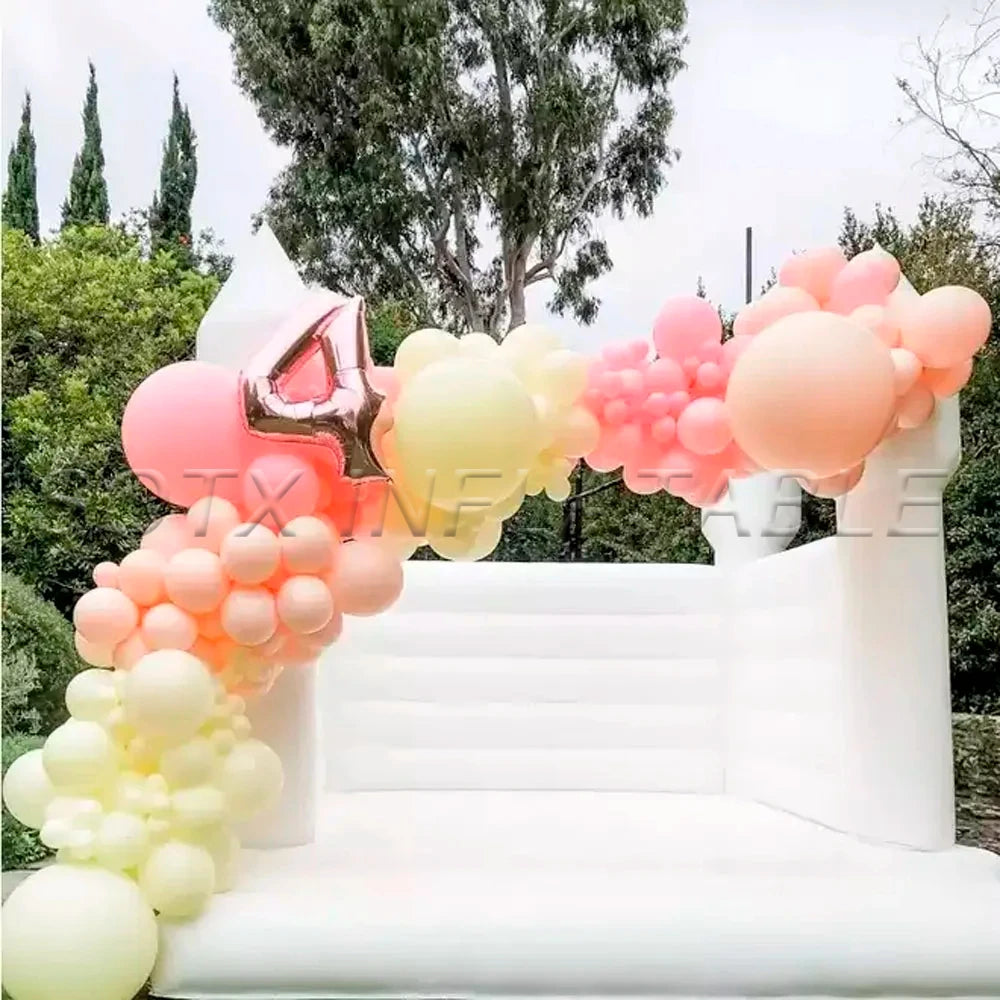 For Kids Birthday Party Gorgeous Inflatable White Commercial Bounce House Pvc Bouncy Castle Jumper Wedding Bouncer Trampolines