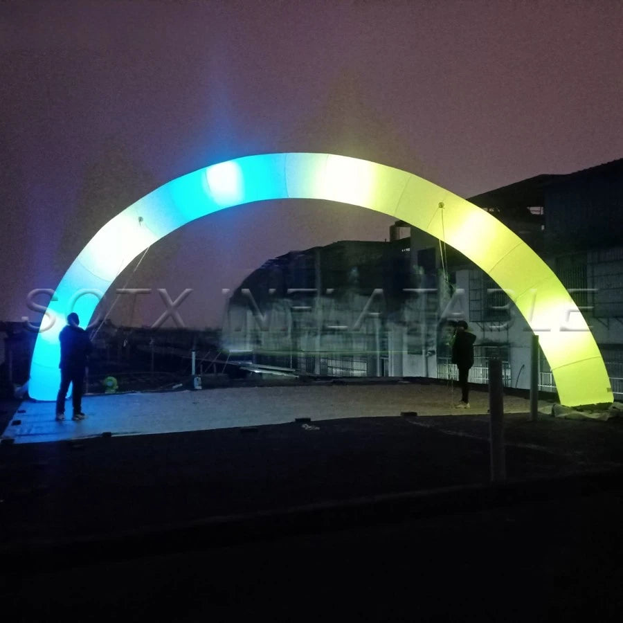 event or Party with LOGO New round 8x4m light standing curve inflatable archway,team's celebration decoration for