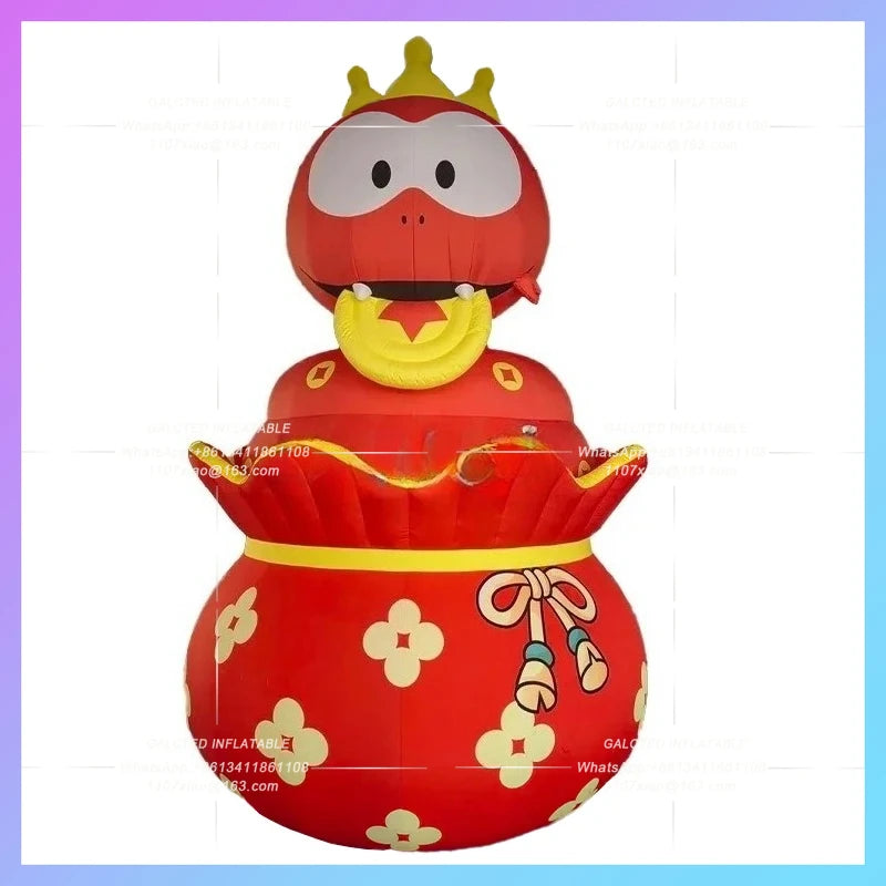 inflatable snake lucky bag red cartoon 2025 customize design inflatable animal gold coin snake chinese year decoration