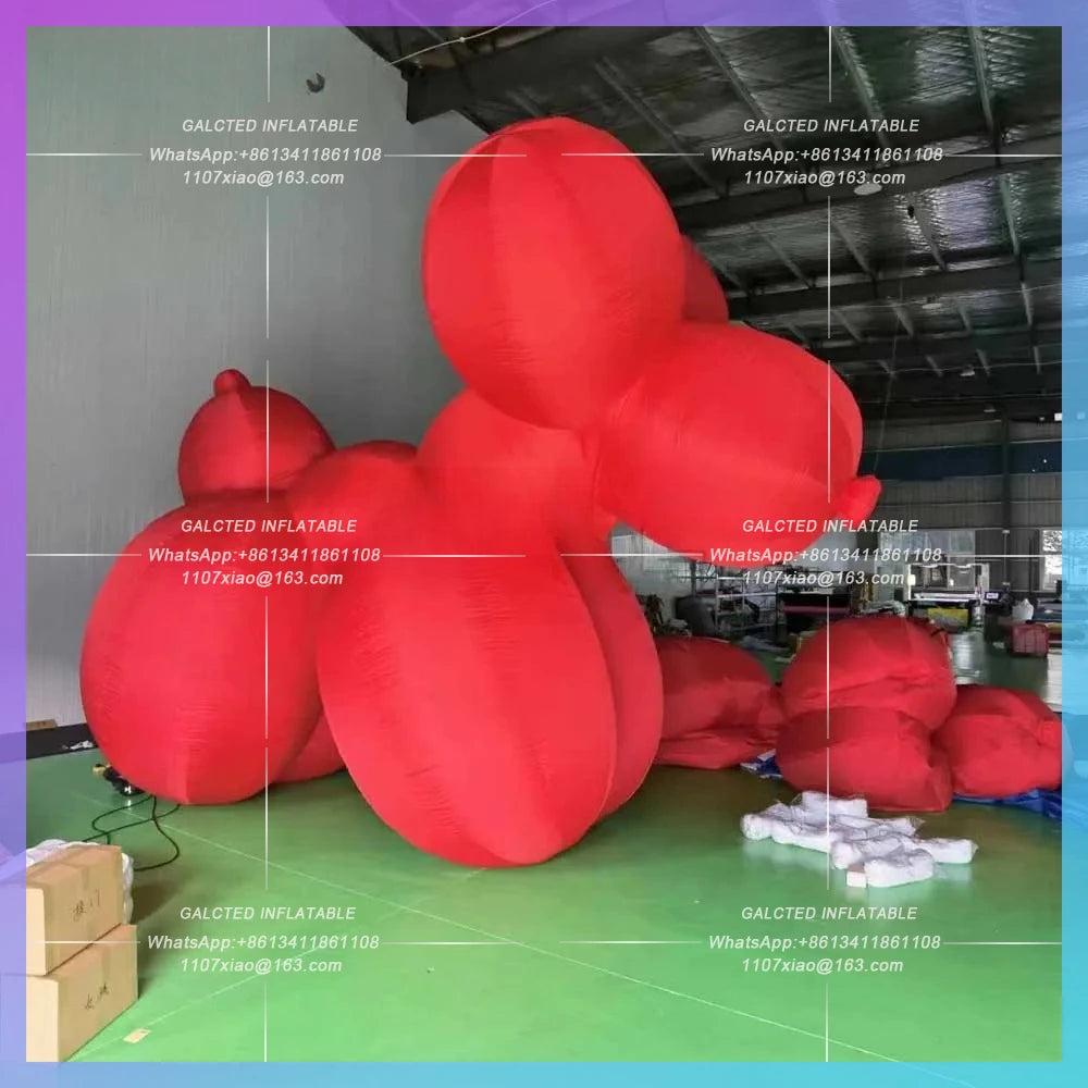 Inflatable Customized Giant 3m Cute Red Inflatable Dog Balloon  Inflatable Dog Animal With Blower For Outdoor Event Decoration