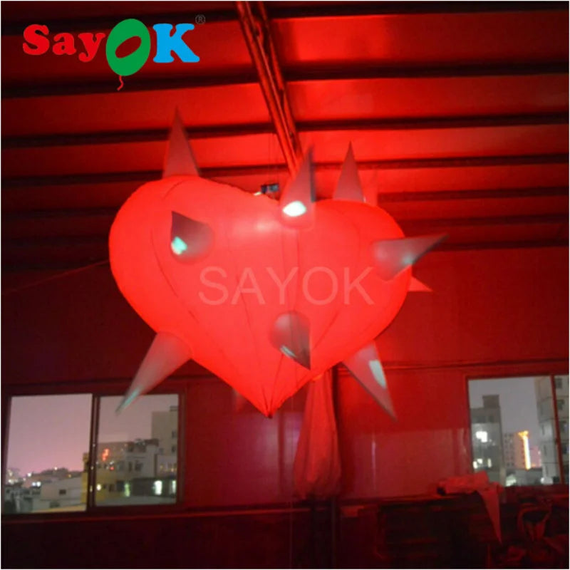Inflatable Heart with LED Lighting Inflatable Heart Shape Balloon for Valentines' Day Wedding Decoration