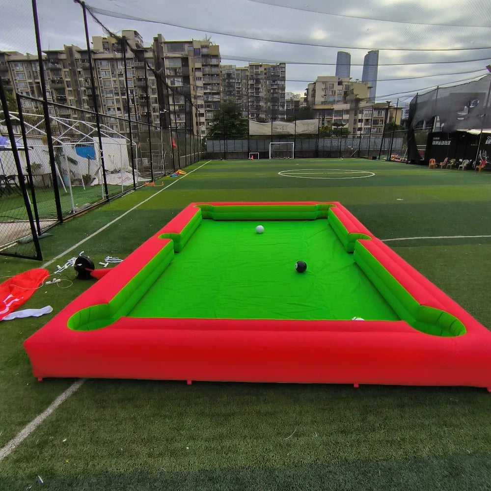 Inflatable Snooker Football Interactive Game Large Footpool Pool Table With 16 Balls Black Inflatable Billard For Soccer Event