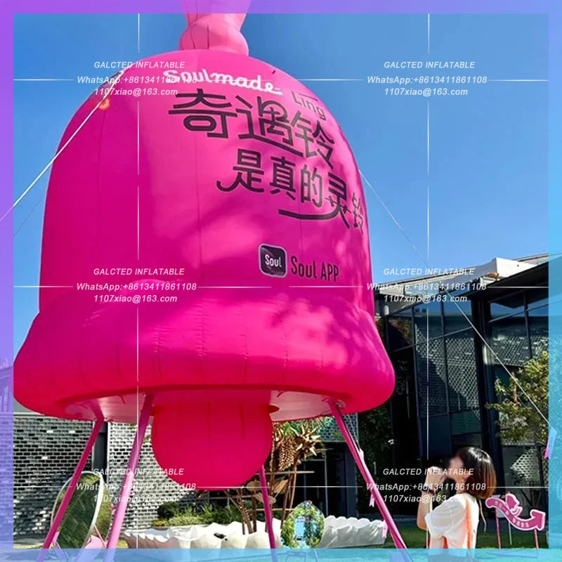 Festival Church Square Mall Romantic Inflatable Pink Bell Model Confession Party atmosphere bar stage lighting props