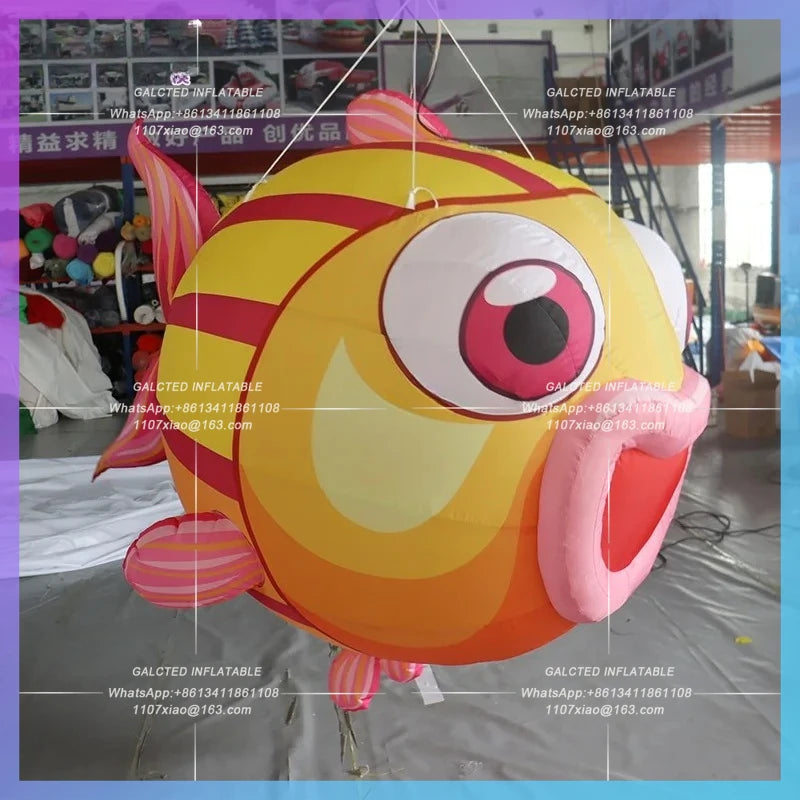 Inflatable Lovely Cartoon Fish Balloon With Lighting Inflatable Hanging 2 Meters Length  For Children/Party Decoration - Toys