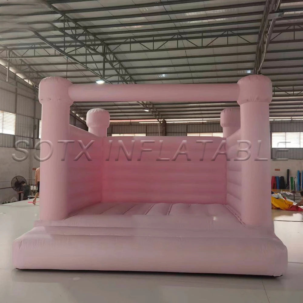 For Birthday Party Light Pink Bounce House Commercial PVC Inflatable White Wedding Bouncy Castle /Jumper/Bouncer With Air Blower