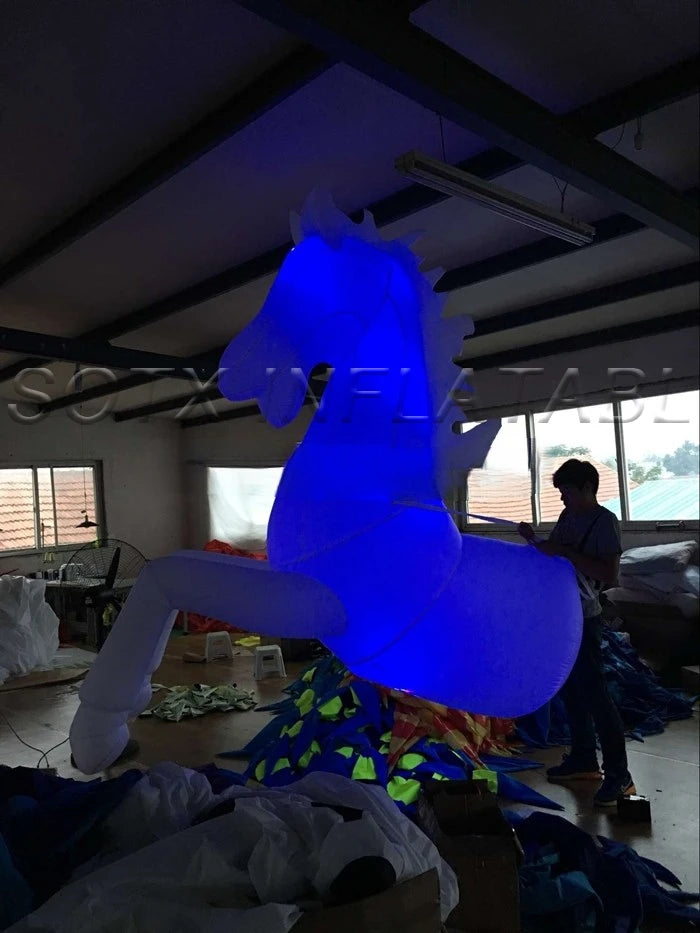 party decoration 4pcs most popular walkable inflatable horse costumes with LED giant animal mascot costume for parade festival