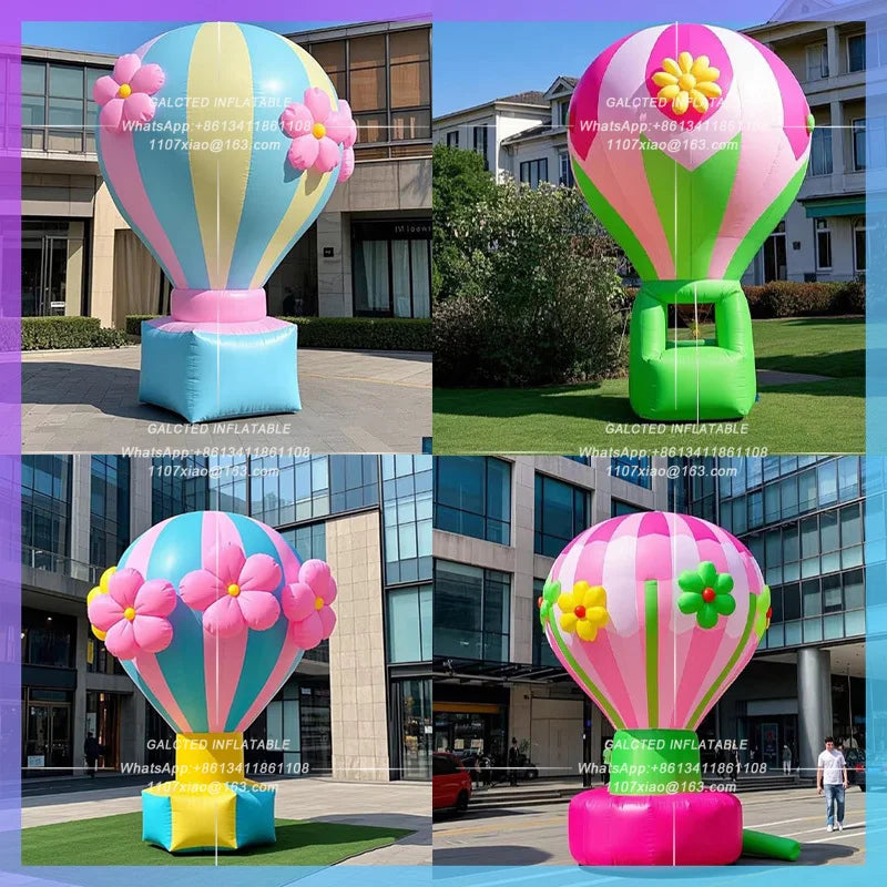 inflatable hot air balloon pink Park picnic grassland decoration 4m giant cartoon building decoration prop with air blower