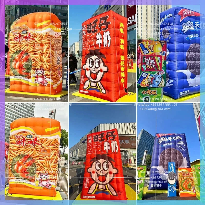 advertisement packaging Biscuit Box Giant inflatable snack bag air mold China Childhood Memories Mall opening advertisement