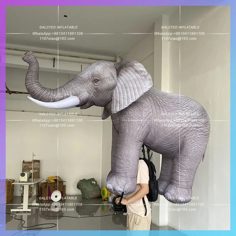 human back Walking Zoo Wild Elephant Inflatable simulated elephant air model  Valley Amusement Park Parade Interactive props