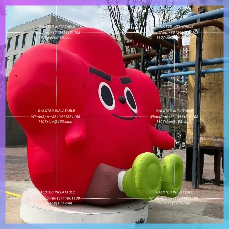 cute air blow red flower Red inflatable flower cartoon doll square decoration