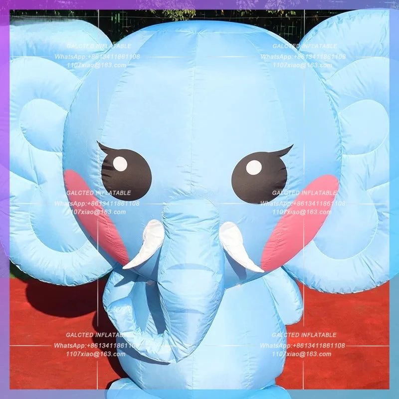 Large Events Advertising Party Cute Inflatable Blue Cute Toy Elephant 2.6x1.5x2mH Cartoon For BG-C0675