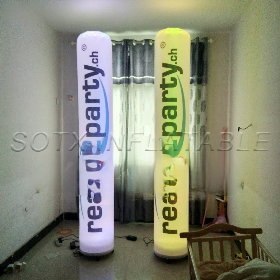 Night for Switzerland Free shipping Coloruful RGB Lighting Inflatable Column with Logo for Advertising Event in
