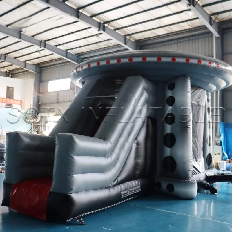 Party Outdoor Jumping 24.6ft Inflatable Spaceship Slide Jumping Bounce Inflatable Moonwalk Bounce House Castle for Kids
