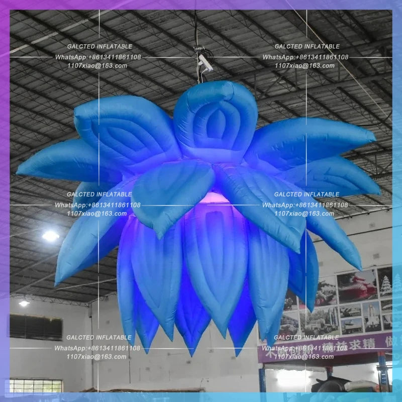 Personalized 3 Meters Air Blown Large Inflatable Blue Hanging Flowers Decorative Flowers for Holiday Party Toys BG-Z0575