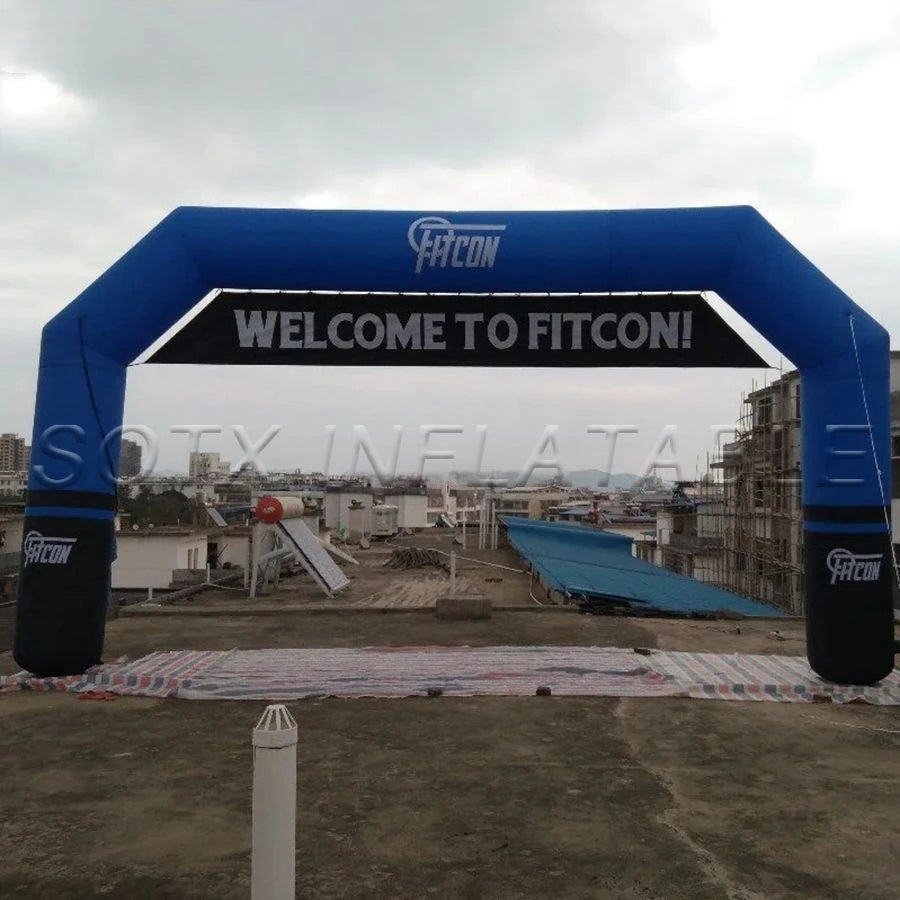 Remove Banner Customized Blue and Black Inflatable Sport Arch Start Finish Line for Racing with