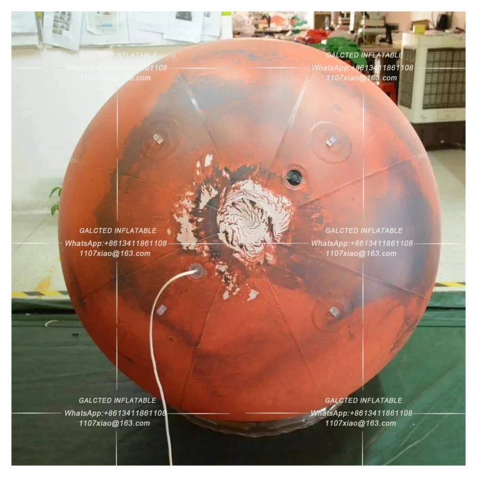 Giant Inflatable Mars Ball With LED Lights PVC airtight Planet Balloon Event Party Show Stage Decoration Advertising Hanging