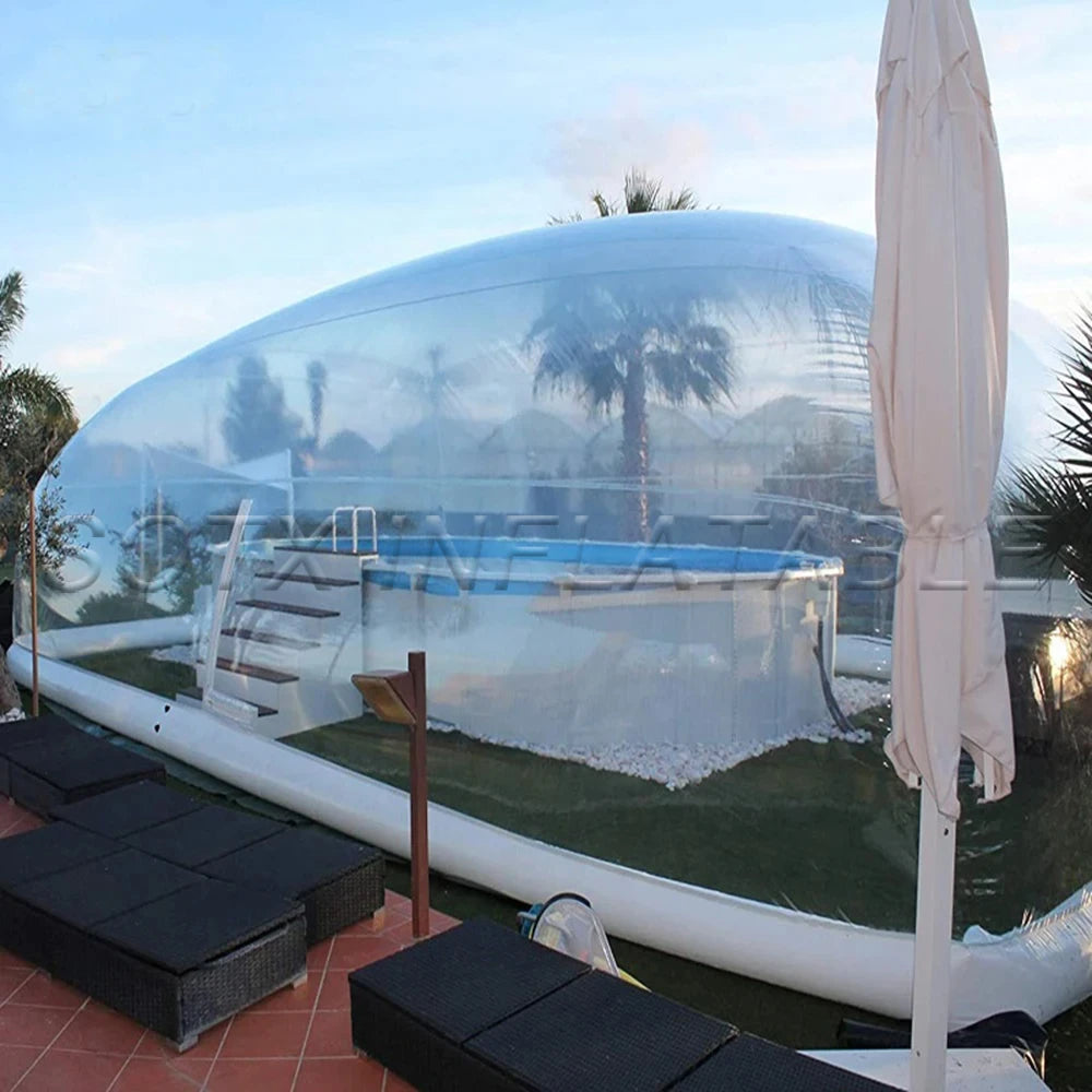 customize PVC Pool Cover 6m*5m*2.5m with 2 blowers shipping by express