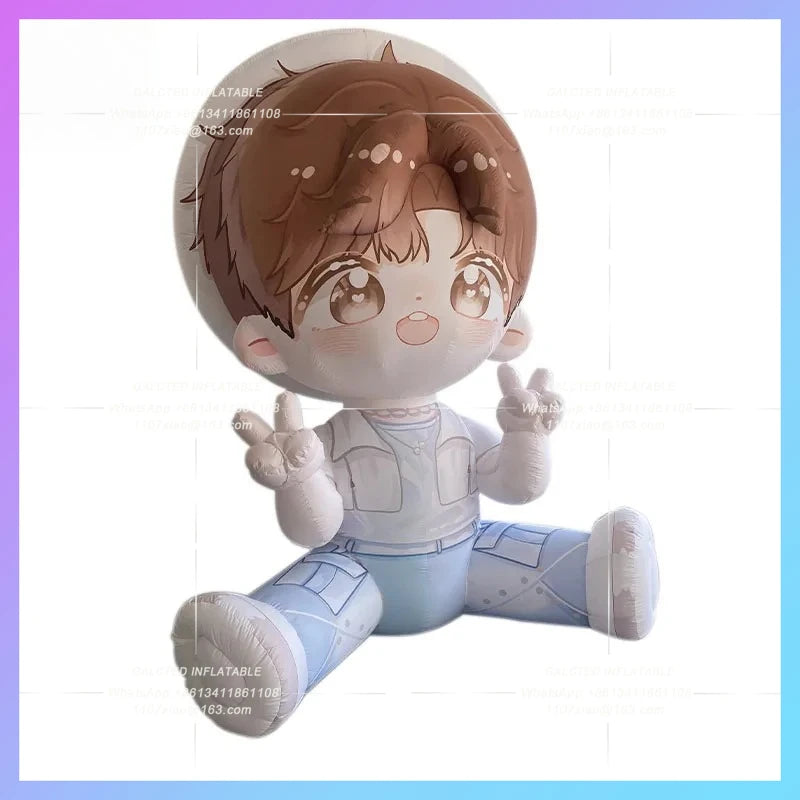 on the ground puppet model Inflatable cartoon wearing a hat shirt and jeans sit custom logo star support concert props