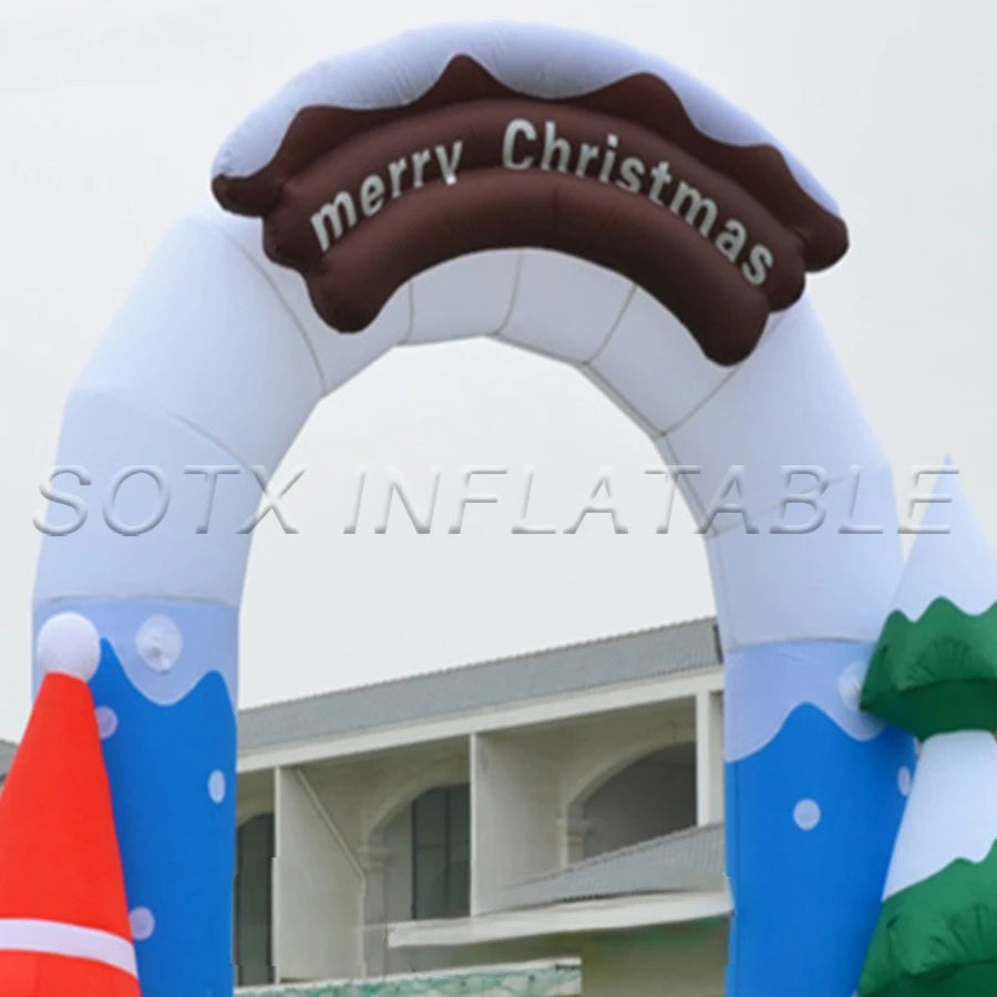 And Home Decoration New Arrival Oxford Fabric Christmas Inflatable Arch Santa Claus And Snowman Hand Gift Archway For Commercial