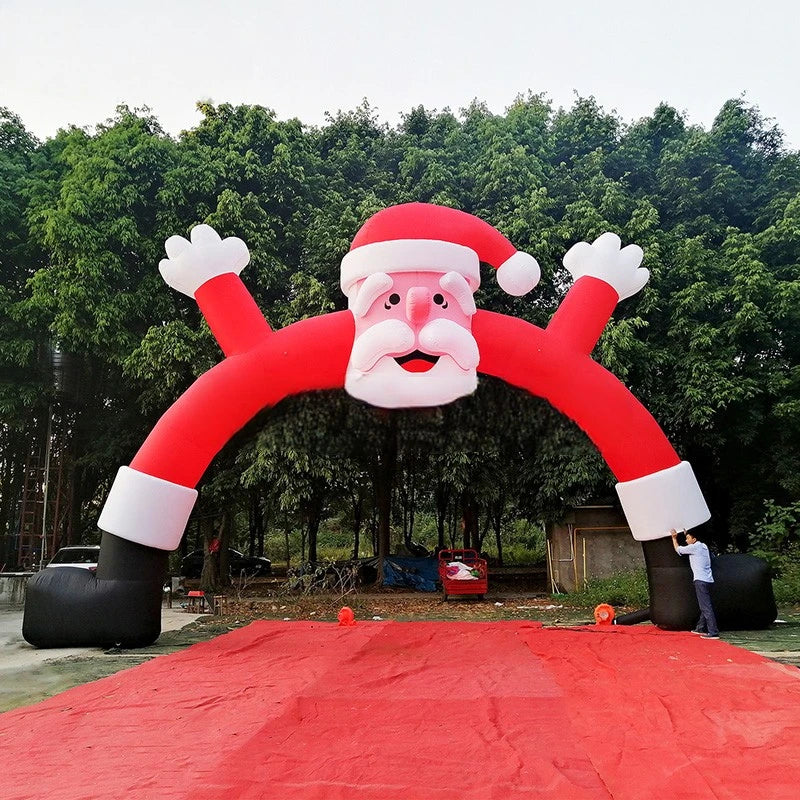 Christmas Outdoor Inflatable Decorations Large 8-12 Meters Wide Inflatable Santa Claus Arch Christmas Cartoon