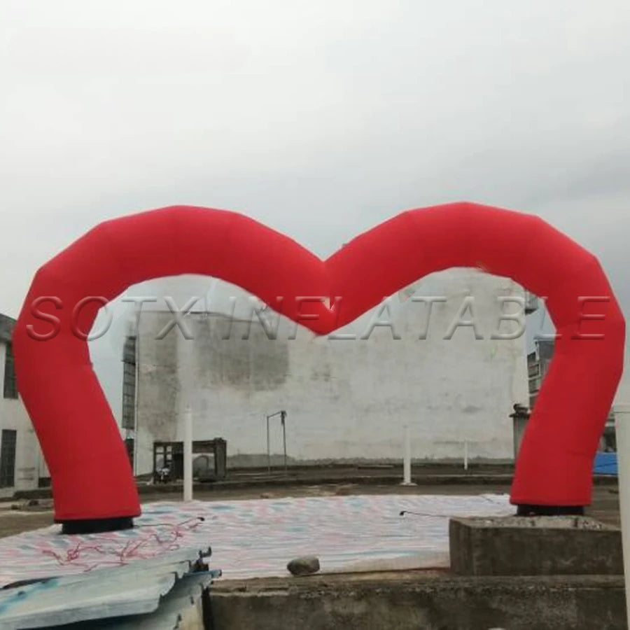 Valentine's Day decoration Free standing inflatable heart shaped arch with 2 pcs 63cm diameter bases and fans for wedding/