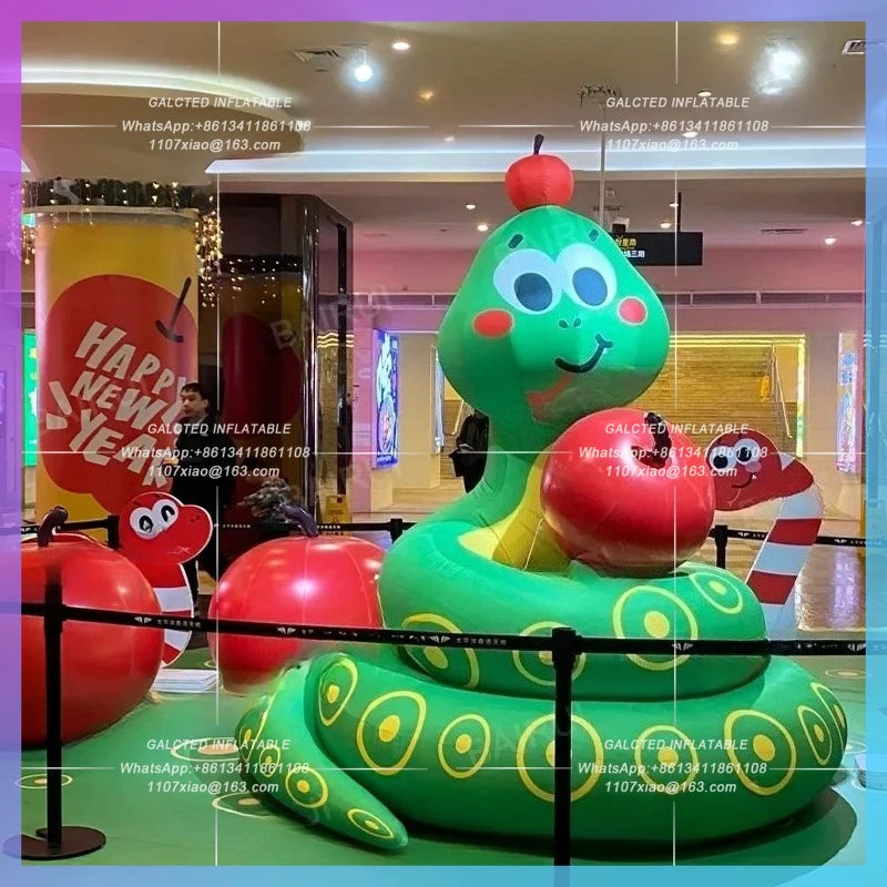 inflatable snake green cartoon Long oxford material snakes cauliflower snake with apple