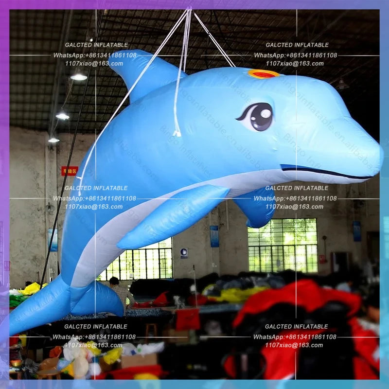 Inflatable Blue Dolphin for Ocean  Free Shipping Giant Theme Event Decoration Lovely Blow Up Hanging Dolphin Model Toys