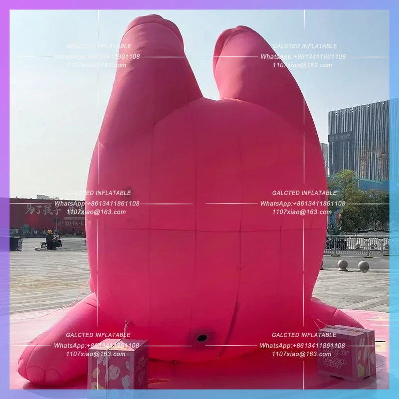 cartoon animal new year festival Giant pink inflatable hippo customize continue power on blower air model activity advertising