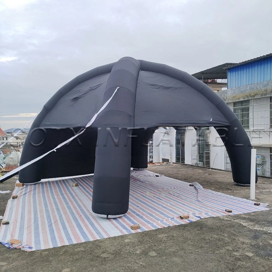 Marquee for Promotion Advertising 8m Diameter Full Black Inflatable Spider Shelter Tent with Back Cover Car Spider Party