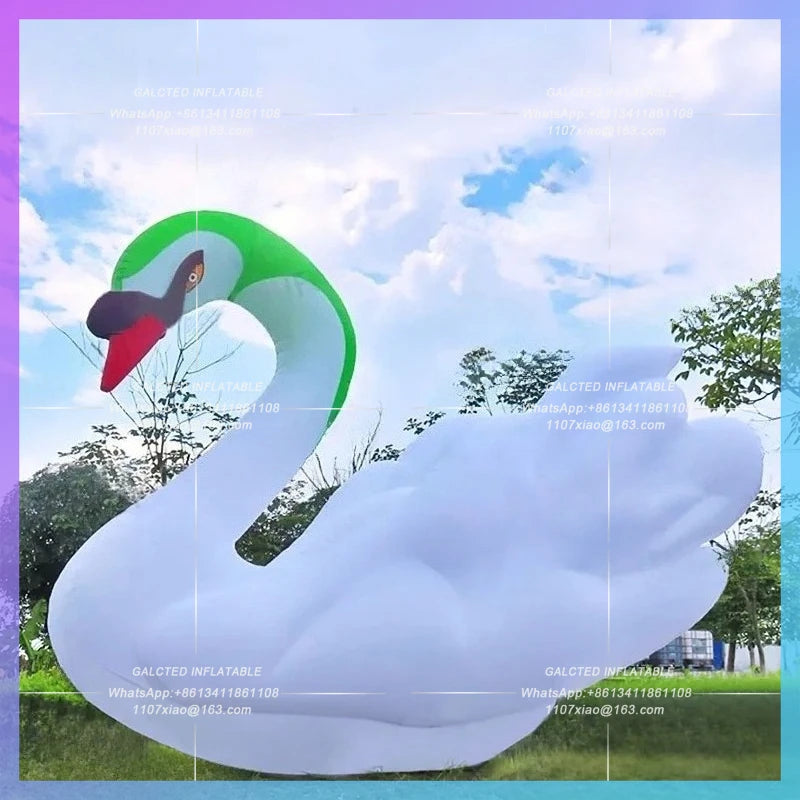 sandbeach restaurant advertising White giant inflatable goose big swan for park