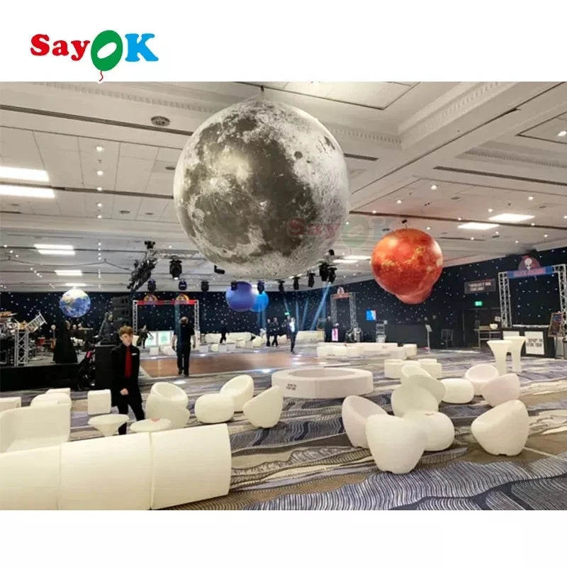 Sayok Large Inflatable Solar System Satellite Model Moon Globe Ball Inflates Planet Balloon for Kid Educational Science Teaching