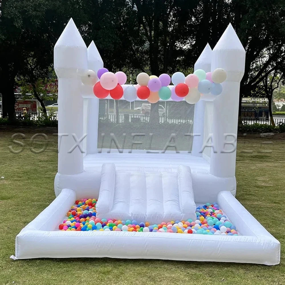 To Door Include Blower 13x8x8ft White Bounce House For Soft Play Rental Mini Bouncy Castle 8x8ft Free Shipping