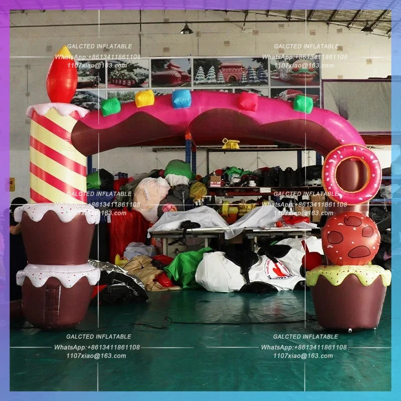 Inflatable Cake Arch Inflatable Cartoon Exquisite 4x3 Meters  For Dessert Shop Birthday Party Decoration-Toys