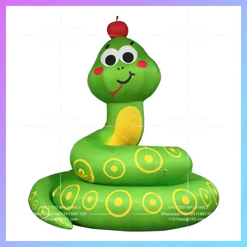 inflatable snake green cartoon Long oxford material snakes cauliflower snake with apple