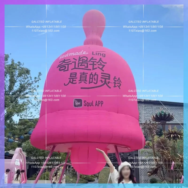 Festival Church Square Mall Romantic Inflatable Pink Bell Model Confession Party atmosphere bar stage lighting props
