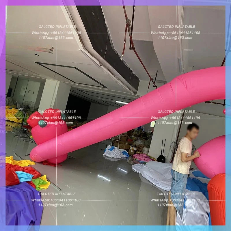 flowers long trunk elephant Inflatable elephant air model romantic pink takeclimb wall roof external facade lighting decoration