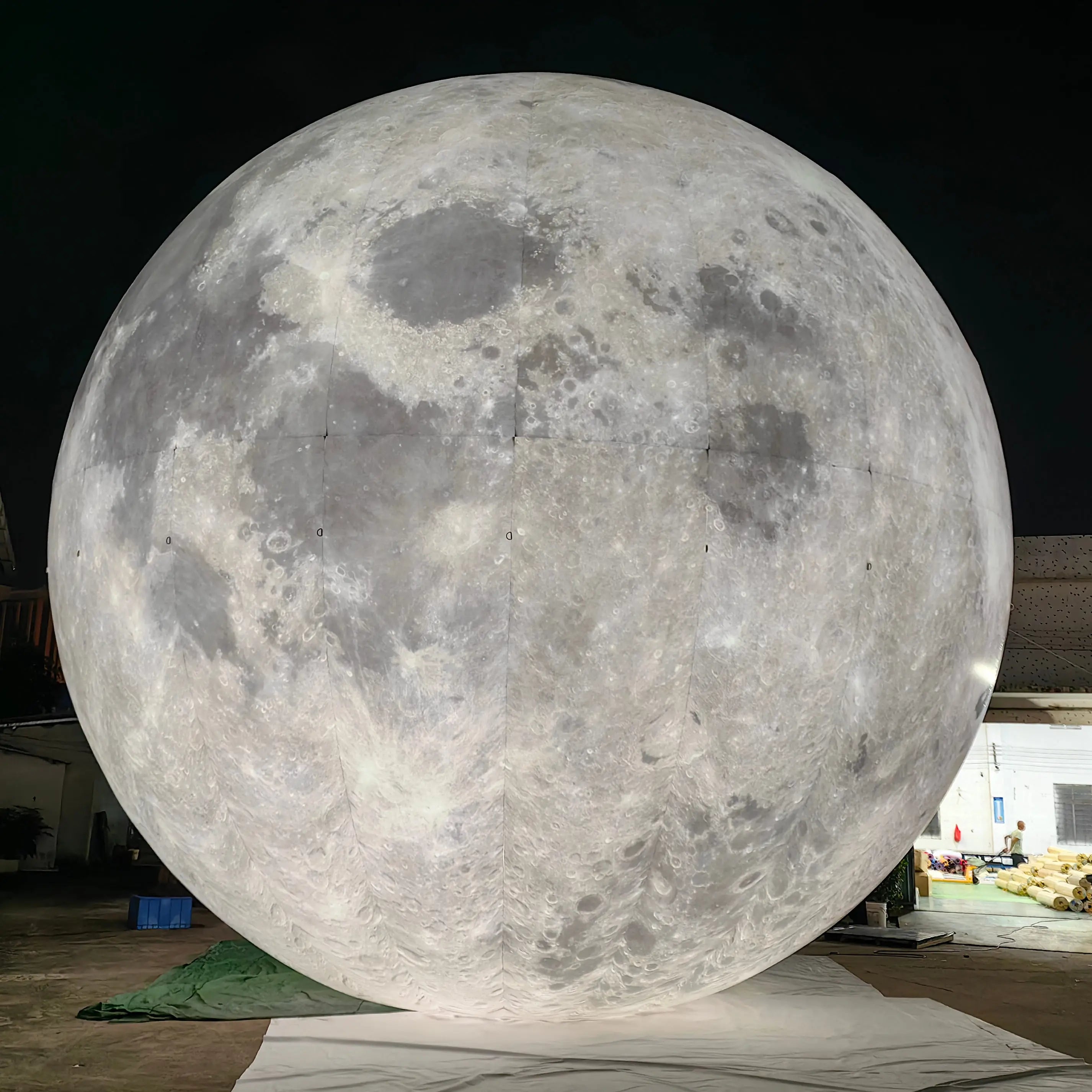 Gray Giant Advertising Inflatable Moon Model With LED Light Large Inflatable Moon Balloon Decoration Used For Event Party Stage