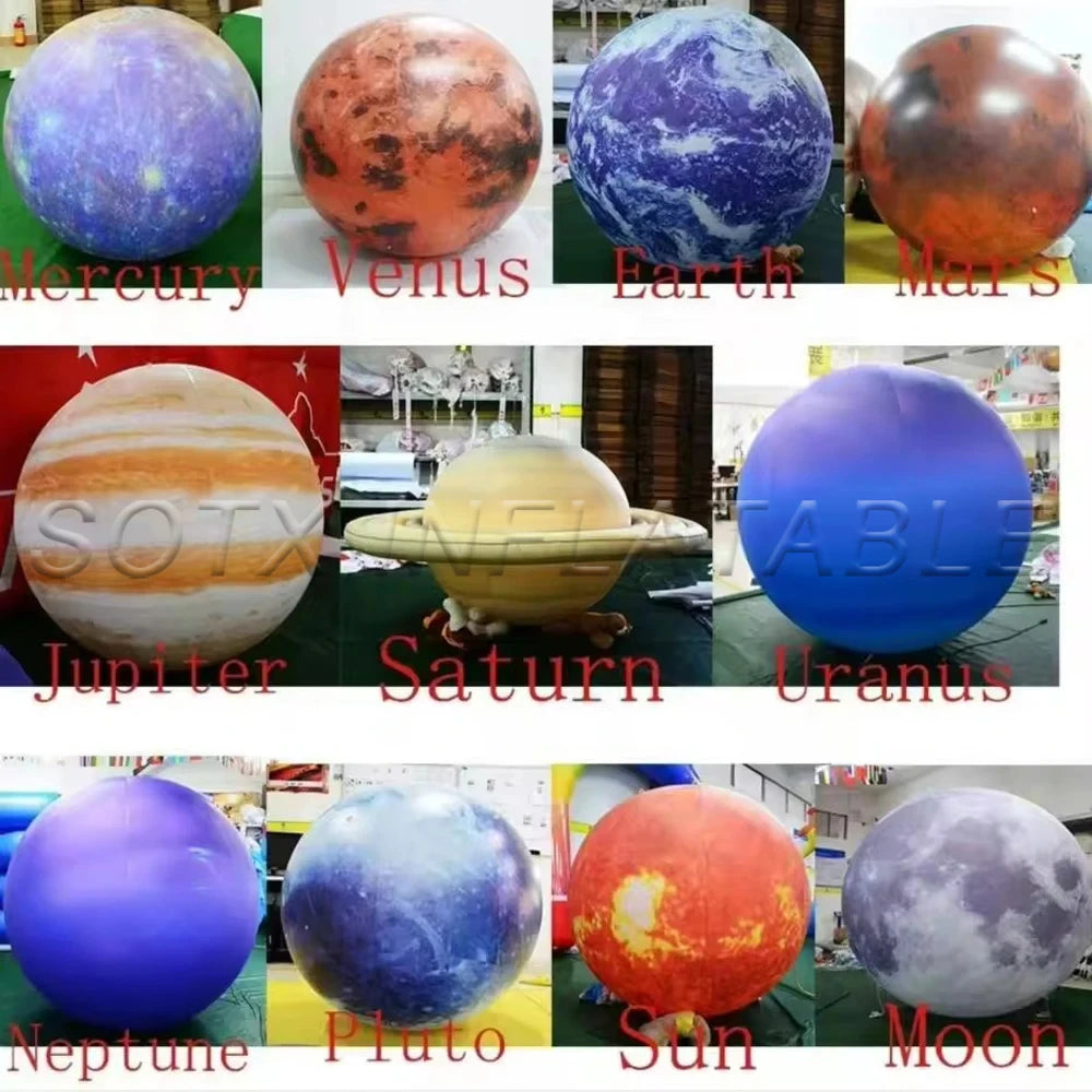 Party Decoration Airtight Giant Inflatable Moon Earth Balls LED Planet Balloons 9 Solar System Sun Jupiter Saturn Mars Venus For
