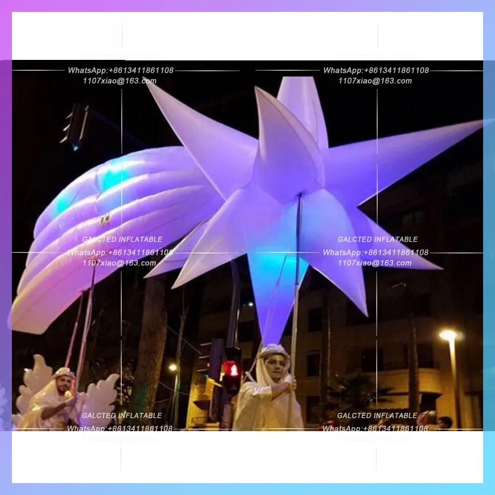 Inflatable Star With LED Lighting Large 4.5x2m Shooting Polaris North Poles Costume Balloon For Parade Decoration