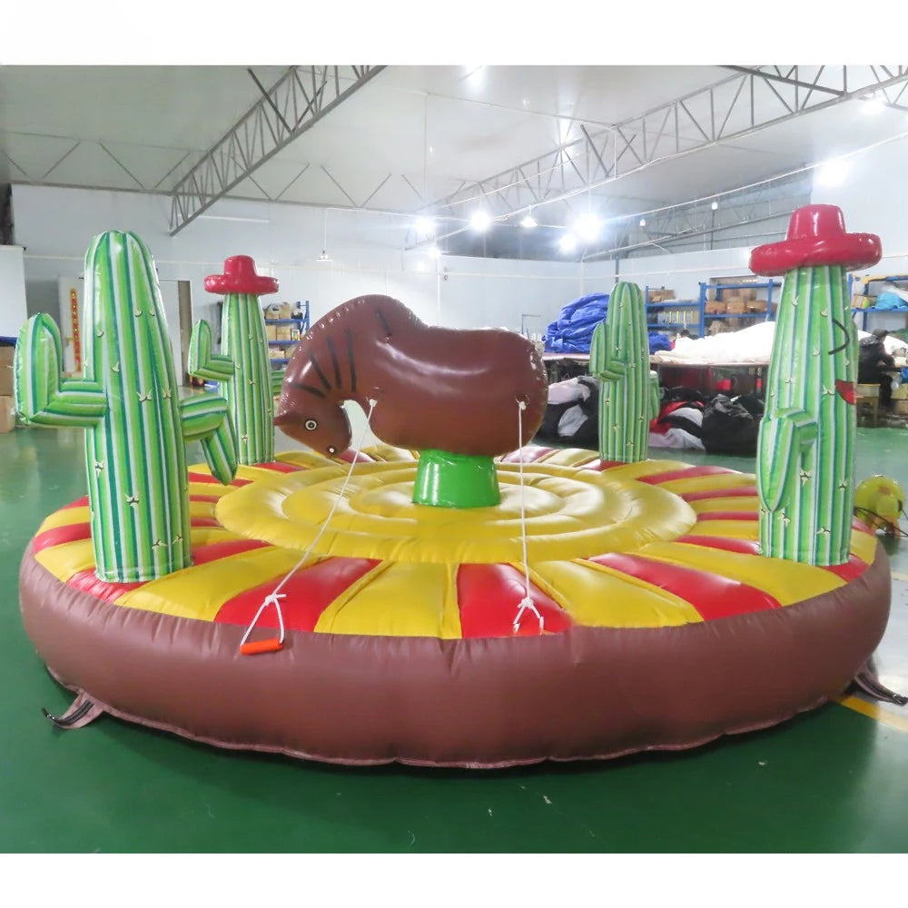Mattress For Kids Hot Sales Inflatable Rodeo Bull Inflatable Manual Bull Riding Game Inflatable Bungee Bull With Circular