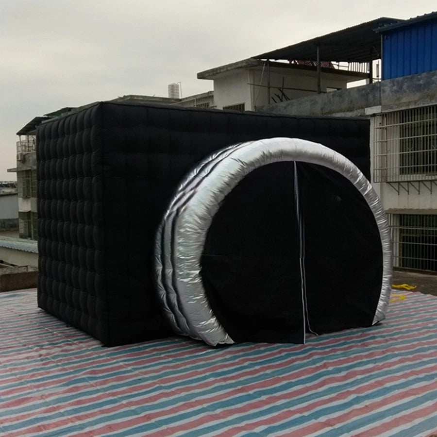 with free Blower 2023 New Design Camera Shaped Photo Booth with Led Inflatable Photo Canopy Photo Backdrop