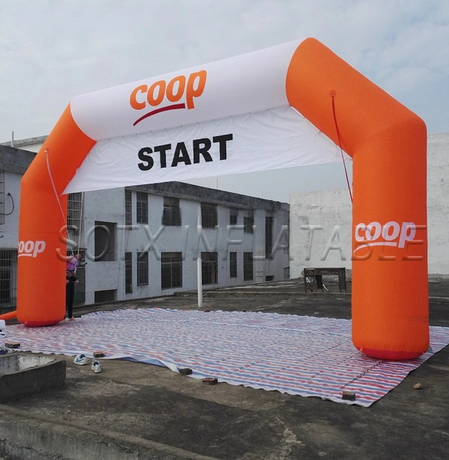 banner for Advertising Custom-made orange gantry structure beautiful event inflatables arch with removable FINISH and START
