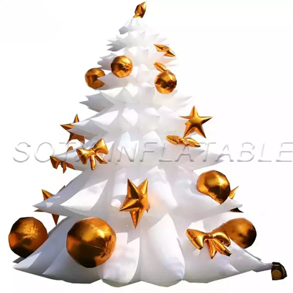 New Year Decoration 30ft Outdoor Giant LED Lighting White Inflatable Christmas Tree Holiday Street Blow UP Toys for Xmas