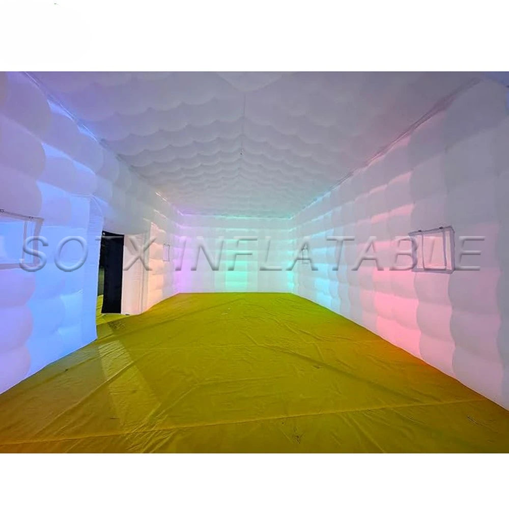 With Led Lights Large White Inflatable Cube Party Tent Inflatable Nightclub Tent Outdoor Wedding Events Air Building House
