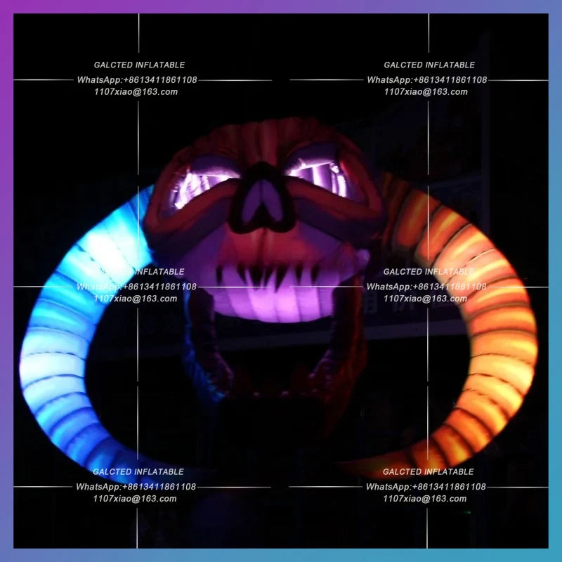 LED Lights For Outdoor Yard Garden Halloween Inflatable Skull Ghost With  Decoration Horror Props-Toys