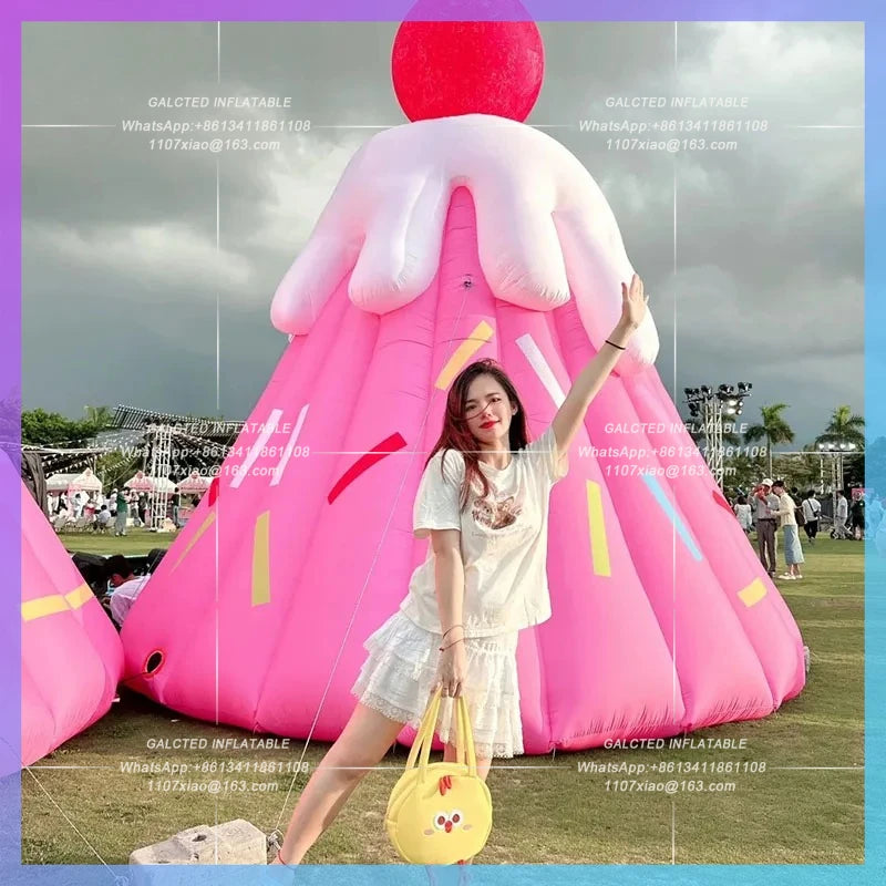 ice cream cake cute pink volcano Inflatable cartoon air mold lychee fruit custom outdoor mall