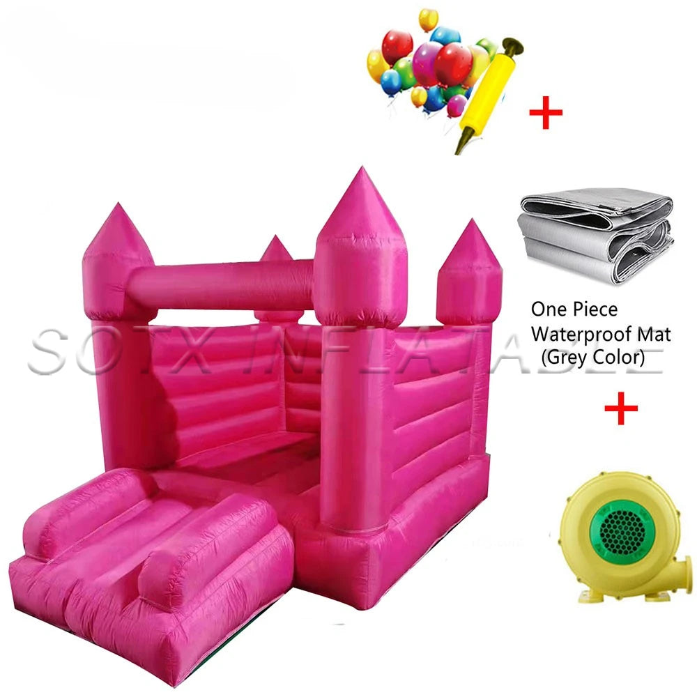 For audits Moonwalk Party Wholesale Kids Air Bounce Jumping pink Inflatable Wedding Castle White Bounce House With Ball Pit
