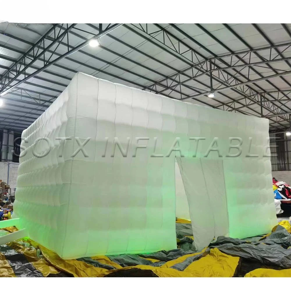 Show Room Outdoor Blow Up Lighted Large Inflatable Cube Wedding Party Tent Event Inflatable Nightclub Tent With Blower 10m