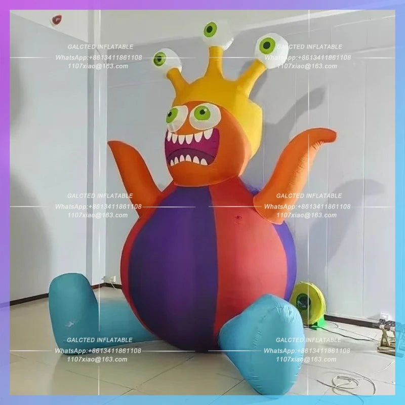 inflatable monser unknow cartoon Green scary eyes  animal halloween festival sitting down cartoon doll